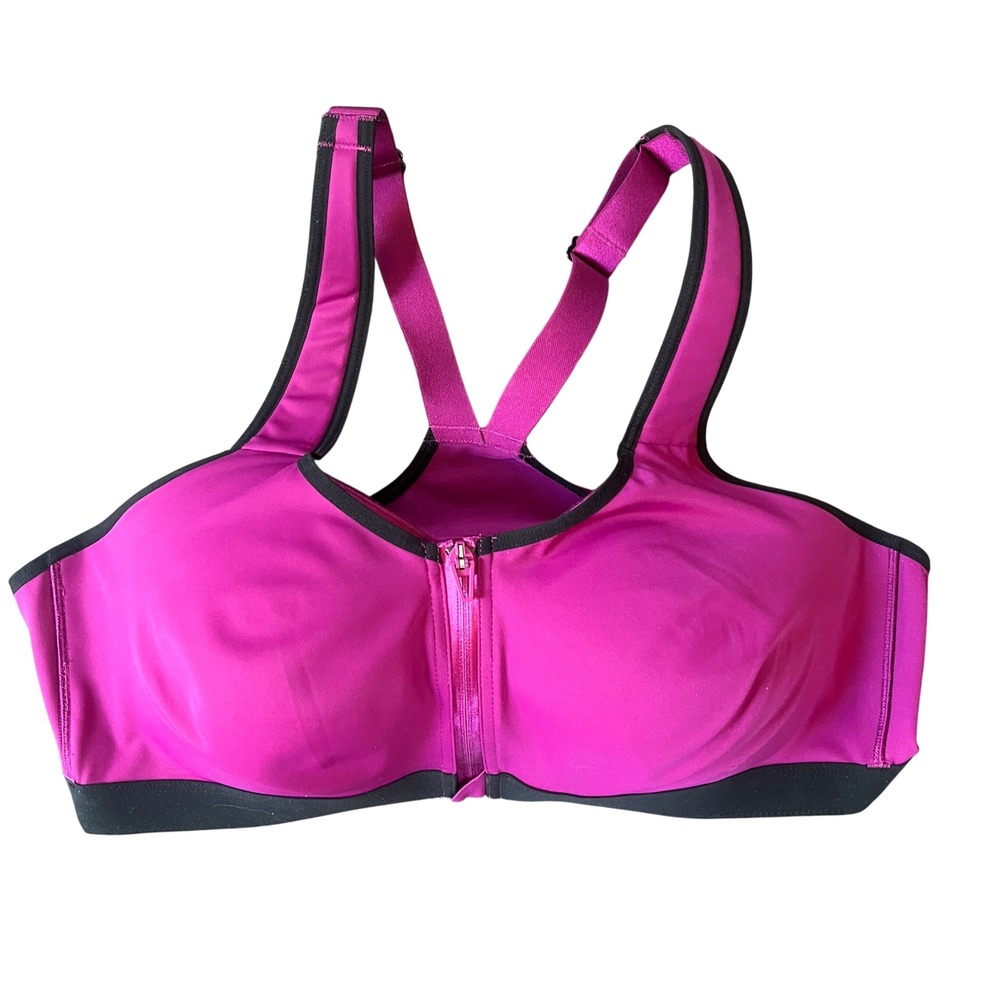 Victoria's Secret On Point Front Zip High Impact Sports Bra Magenta Pink 40D